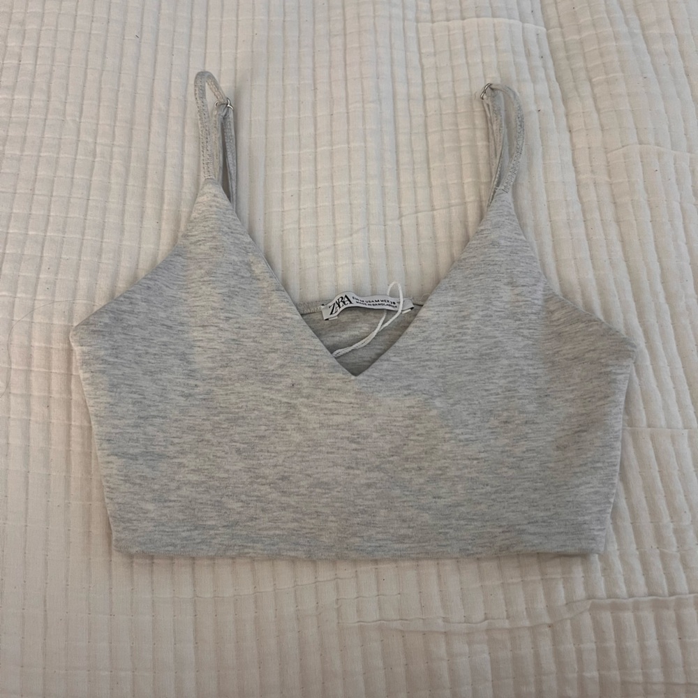 Zara grey lounge wear crop top